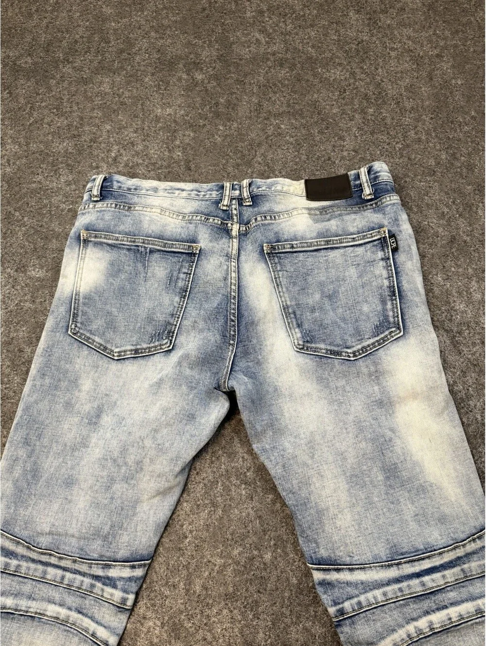 DOPE Men’s Biker Moto Jeans Light Wash Distressed Skinny Denim 34x32